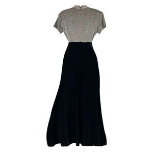 Vintage Citi Dress Gray& Black Velvet Maxi Dress M